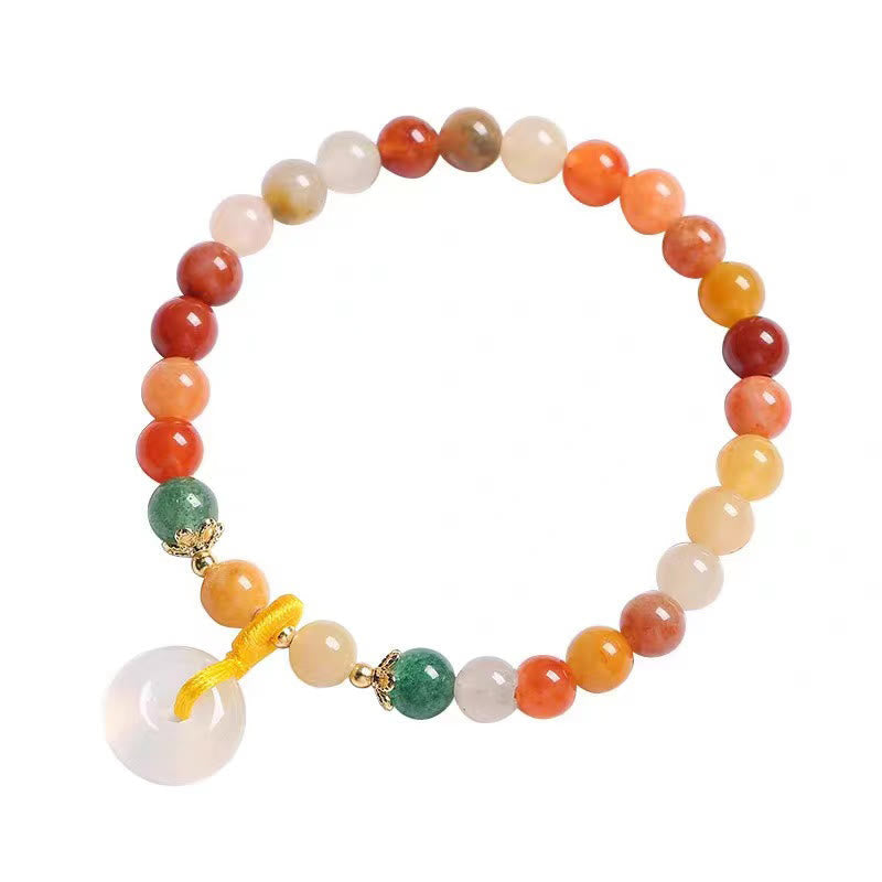 KarmaRipple's 14K Gold Plated Colorful Golden Silk Jade Peace Buckle Wealth Bracelet p13