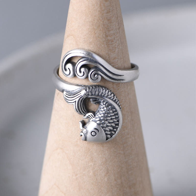 KarmaRipple's 925 Sterling Silver Koi Fish Water Ripple Fortune Wealth Ring p11