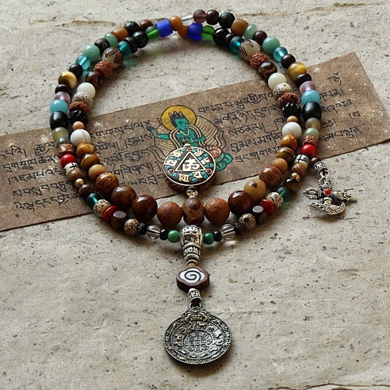 KarmaRipple's Tibet 108 Mala Beadwork Nine Palaces Bagua Bodhi Seed Yak Bone Vajra Balance Bracelet p17