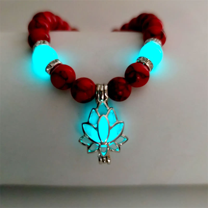 KarmaRipple's Tibetan Turquoise Glowstone Luminous Bead Lotus Protection Bracelet p14