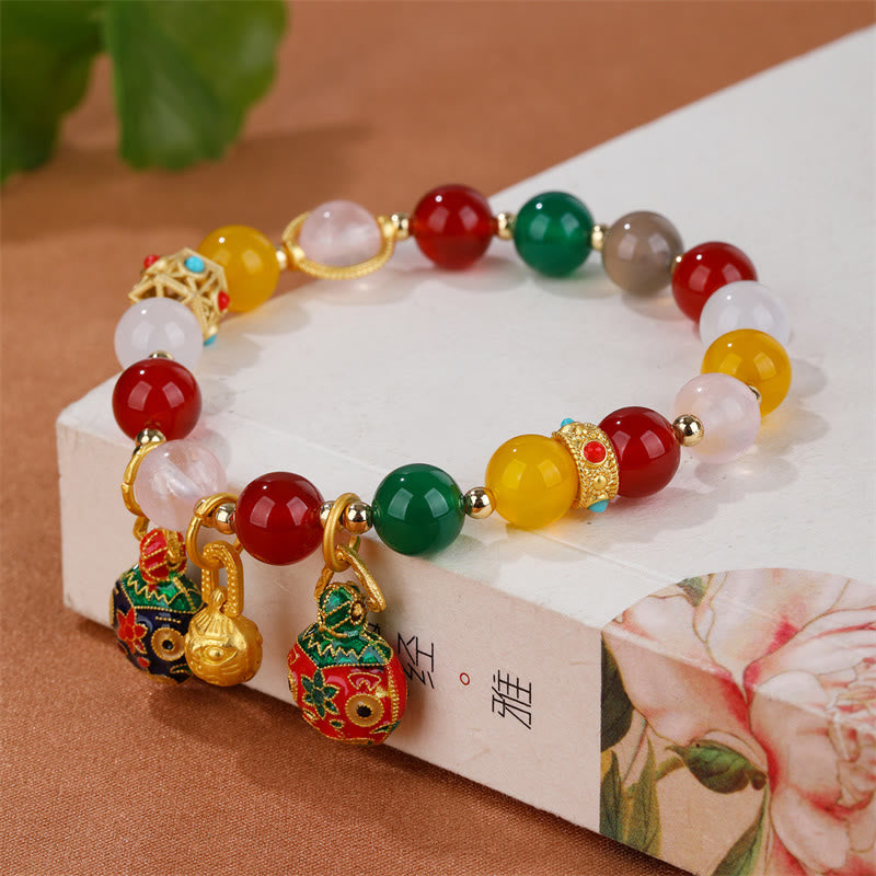 KarmaRipple's Gold Swallowing Beast Family Various Agate Gemstone Success Bracelet p2