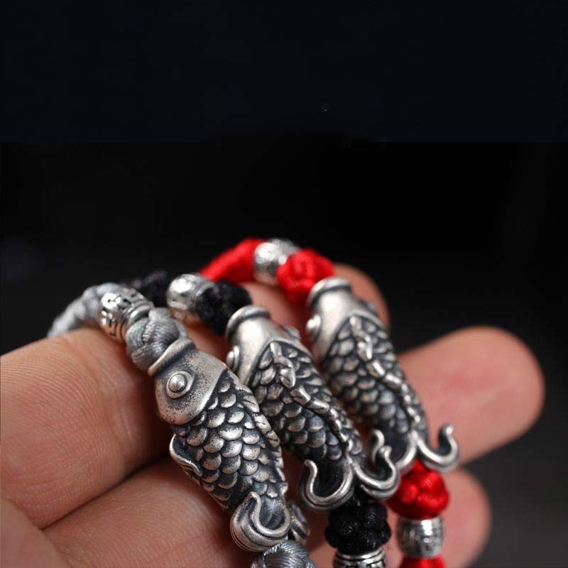 KarmaRipple's Silver Fortune Koi Fish Woven String Bracelet p12