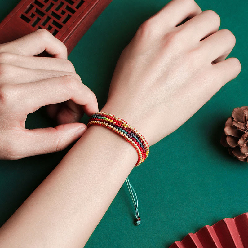 KarmaRipple's Tibet Handmade Rainbow Multicolored Protection Woven String Bracelet p3