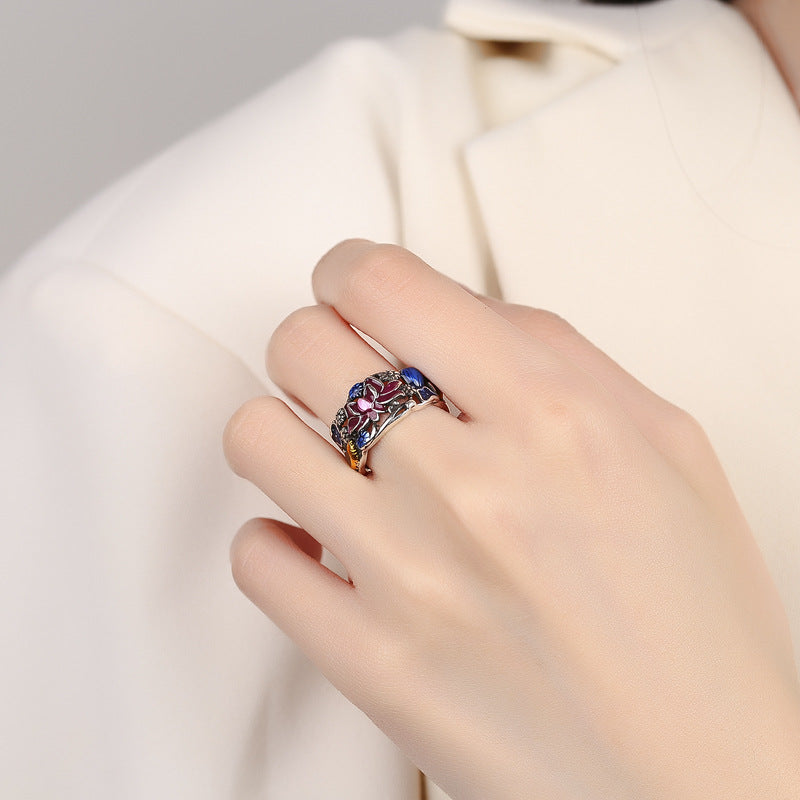 KarmaRipple's Koi Fish Lotus Flower Leaf Design Fortune Wealth Ring p8