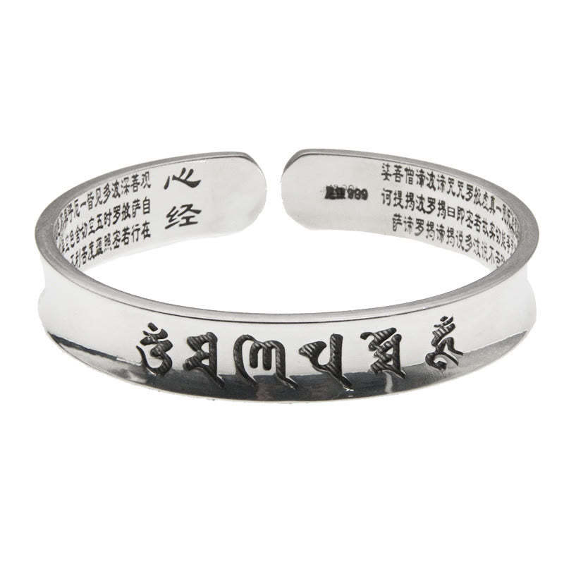 KarmaRipple's 999 Sterling Silver Om Mani Padme Hum Heart Sutra Love Peace Bracelet Bangle p11