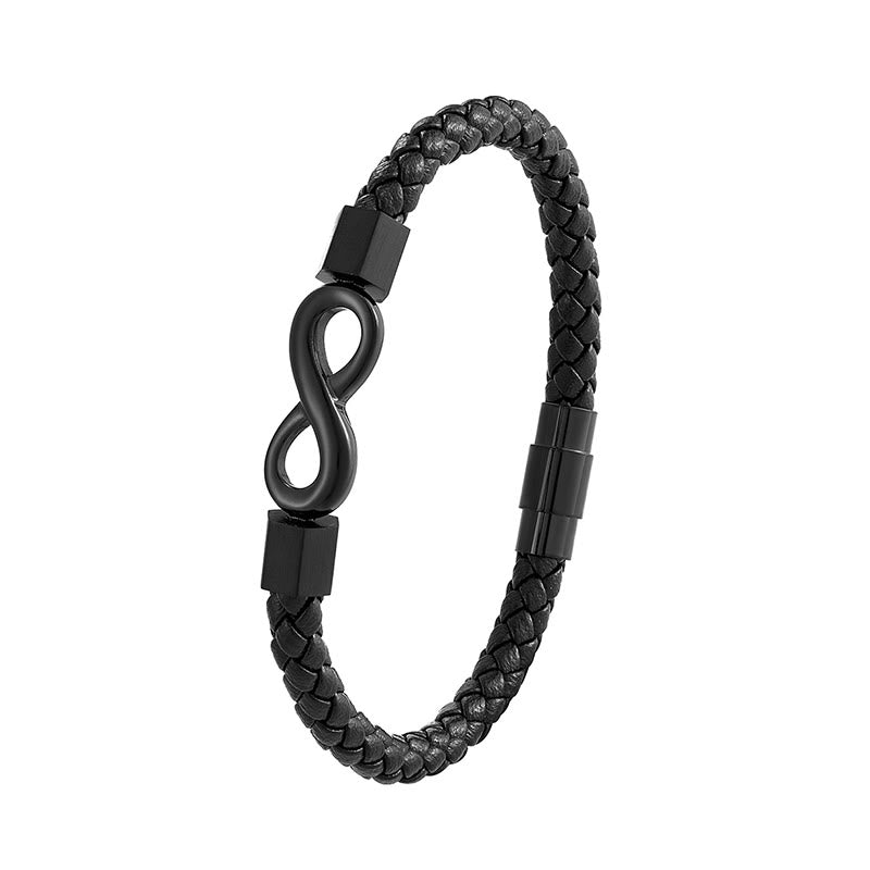 KarmaRipple's Endless Weave Titanium Steel Infinity Leather Weave Balance Bracelet p10