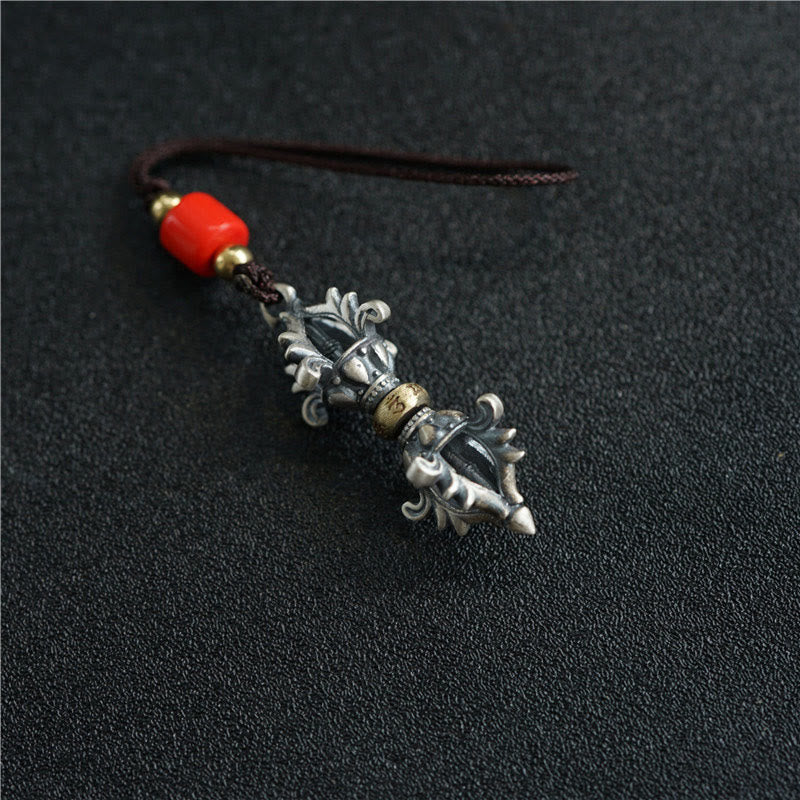 KarmaRipple's 925 Sterling Silver Om Mani Padme Hum Dorje Vajra Engraved Strength Necklace Hanging Decoration p2