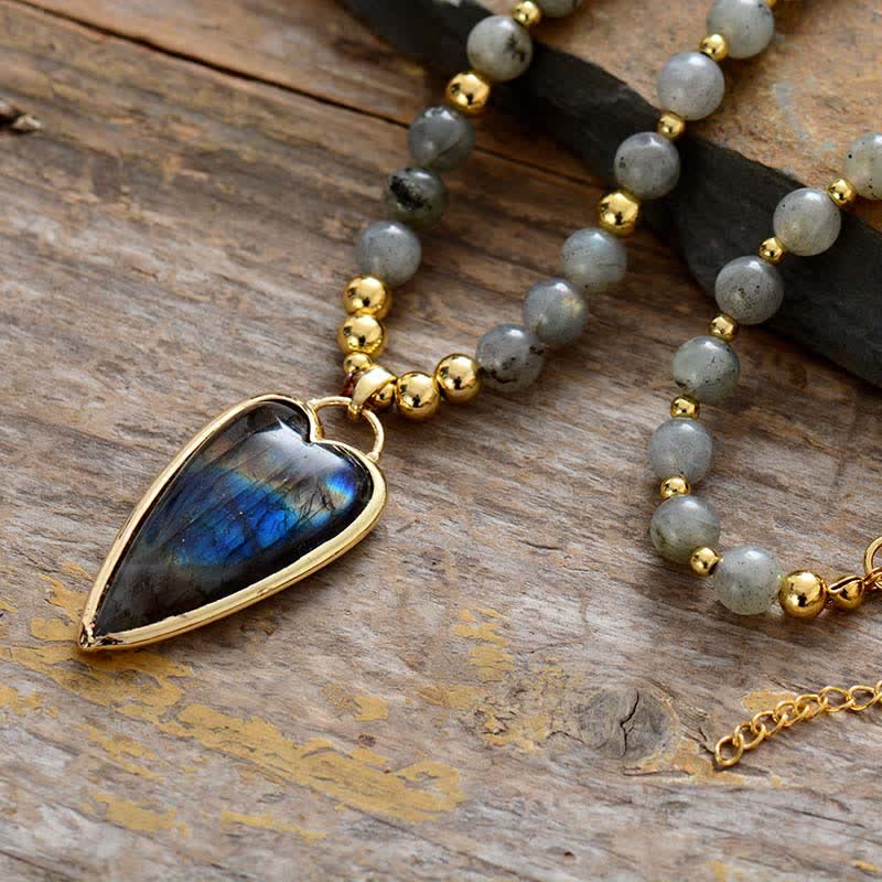 KarmaRipple's Labradorite Support Balancing Beaded Pendant Necklace p4
