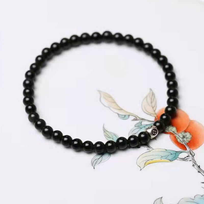 KarmaRipple's Authentic Black Obsidian Smoky Quartz Purification Strength Bracelet p3