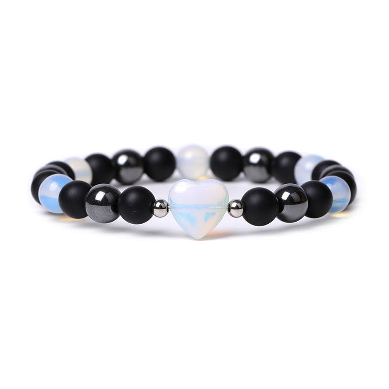 KarmaRipple's Black Onyx Tiger Eye Stone Gemstone Love Heart Protection Bracelet p31