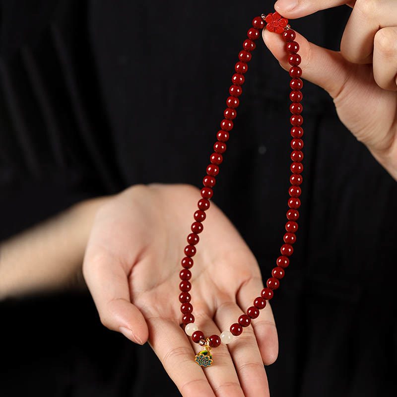 KarmaRipple's Cinnabar Lotus Talisman Double Wrap Blessing Bracelet p4