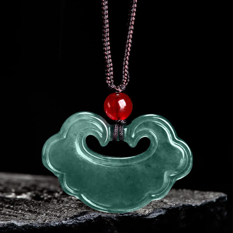 KarmaRipple's Authentic Green Jade Chinese Lock Talisman Fortune Pendant Necklace p2