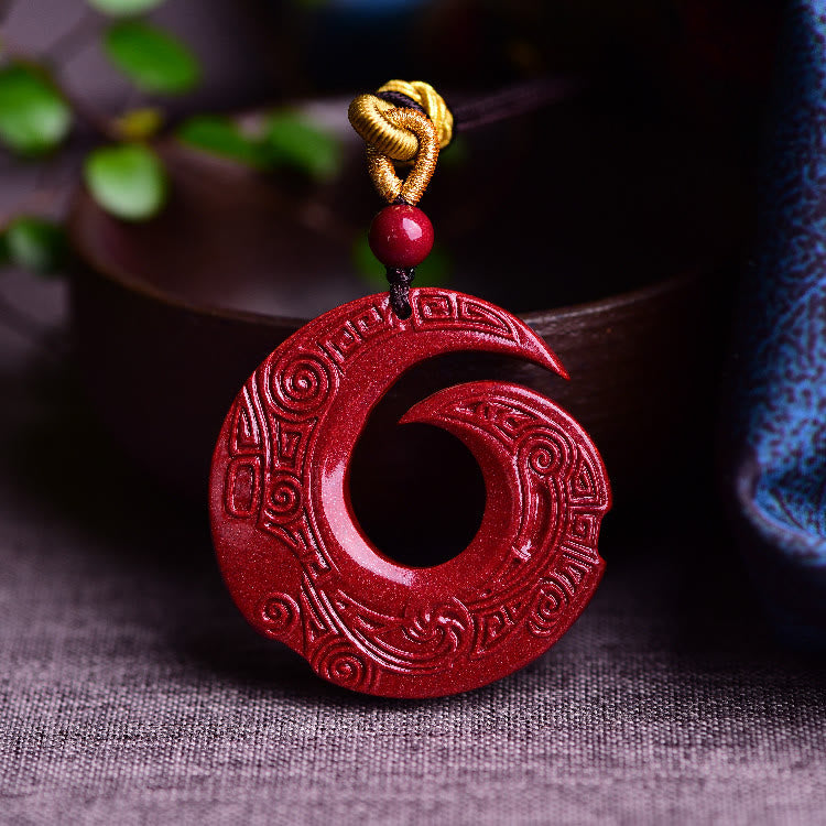KarmaRipple's One's Fortune Improves Design Patern Authentic Cinnabar Blessing Pendant Necklace p4