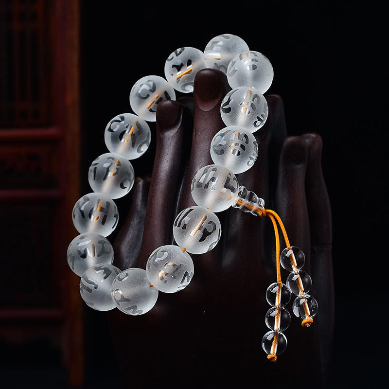 KarmaRipple's Tibet Ivory Gemstone Black Onyx Om Mani Padme Hum Meditation Bracelet p4