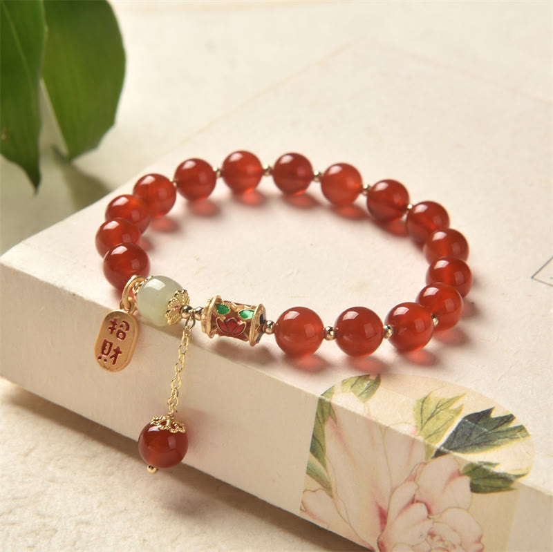 KarmaRipple's Authentic Red Agate Jade Confidence Fortune Blessing Talisman Bracelet p17
