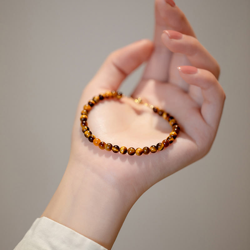 KarmaRipple's 14K Gold Plated Authentic Tiger Eye Stone Courage Protection Bracelet p9