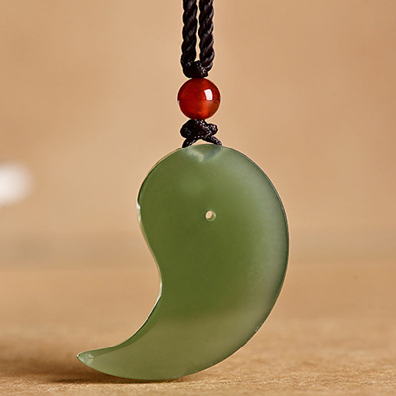 KarmaRipple's Yin Yang Ivory Jade Cyan Jade Protection Blessing Pendant String Necklace p6