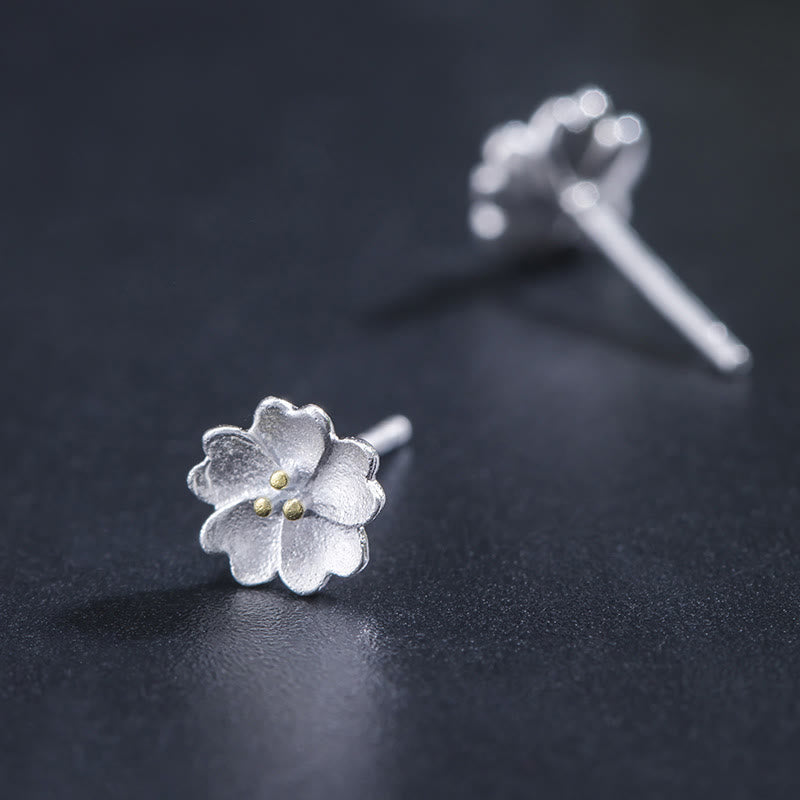 KarmaRipple's 925 Sterling Silver Cherry Blossoms Floral Calm Stud Earrings p3
