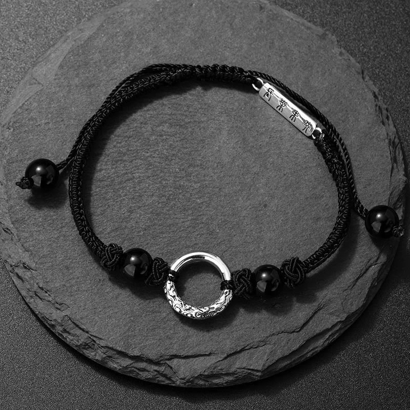 KarmaRipple's 925 Sterling Silver Black Onyx Peace Buckle Protection Bracelet p3