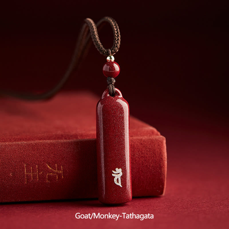KarmaRipple's Chinese Zodiac Natal Buddha Cinnabar Amulet Protection String Pendant Necklace p38
