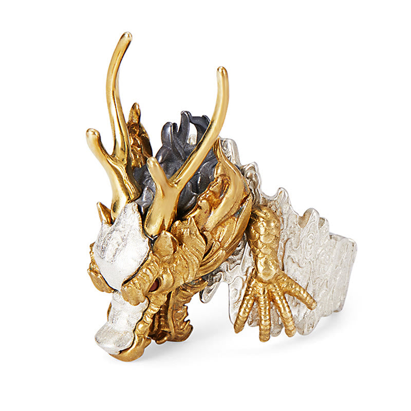 KarmaRipple's 925 Sterling Silver Dragon Fortune Success Protection Adjustable Ring Necklace p5