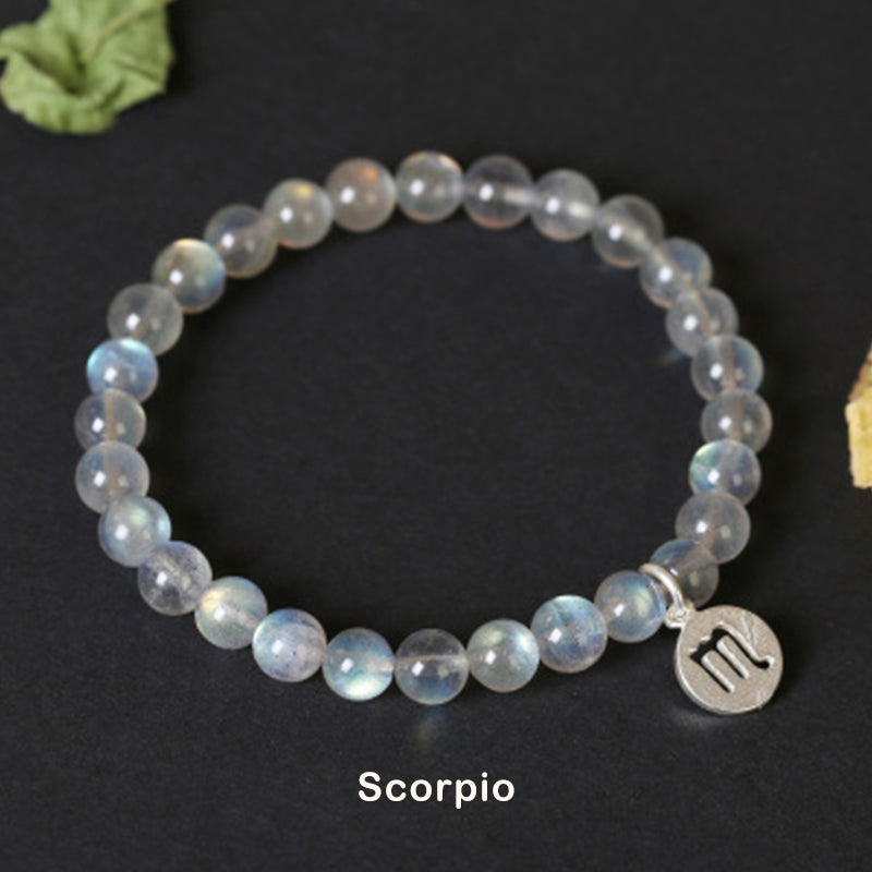 KarmaRipple's 12 Constellations of the Zodiac Moonstone Charming Bracelet p8