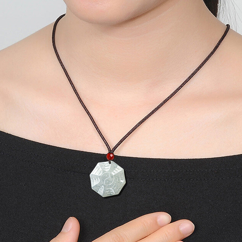 KarmaRipple's Authentic Jade Bagua Yin Yang Fortune Pendant Necklace p3