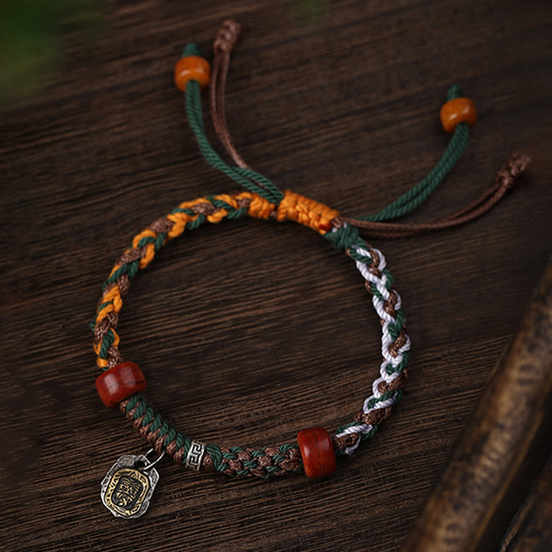 KarmaRipple's Handmade Tibetan Silver 925 Sterling Silver Zakiram Goddess of Wealth Camel Bone Protection Woven Bracelet p5