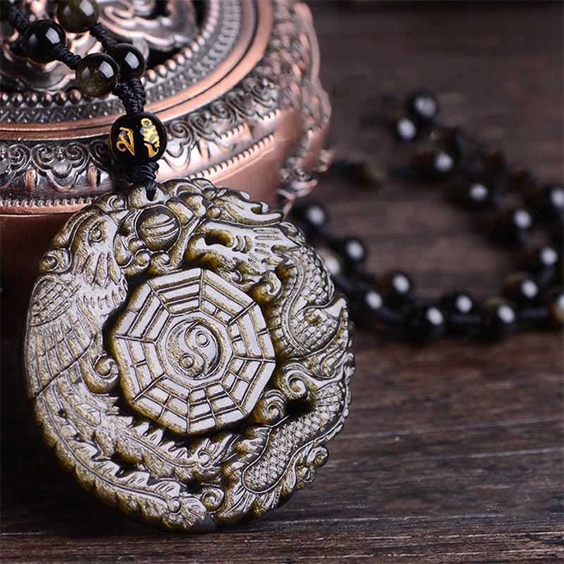 KarmaRipple's Golden Obsidian Balancing Energy Pendant Necklace p3