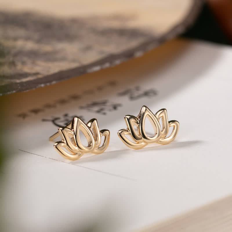 KarmaRipple's 925 Sterling Silver Lotus Flower Blessing Earrings p2