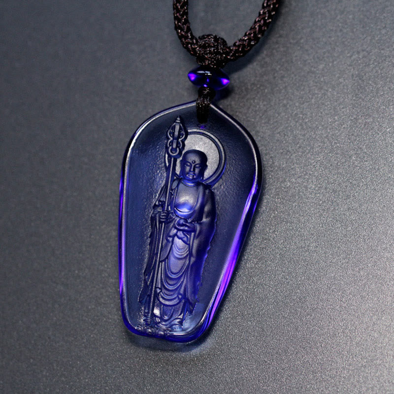 KarmaRipple's Ksitigarbha Buddha Liuli Gemstone Serenity Amulet Pendant Necklace p19
