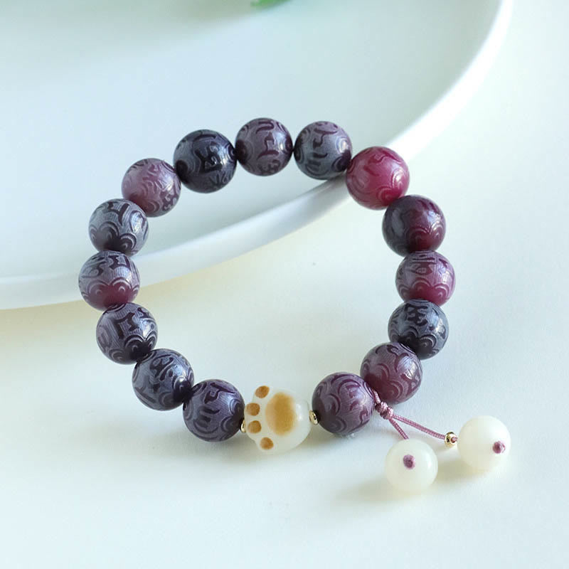 KarmaRipple's Bodhi Seed Om Mani Padme Hum Carved Balance Bracelet p4