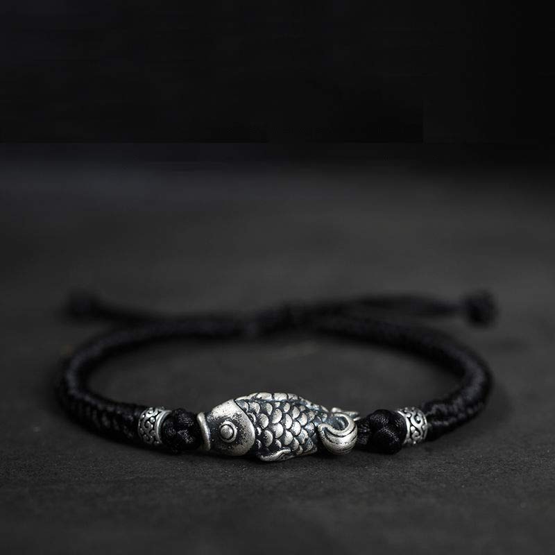 KarmaRipple's Silver Fortune Koi Fish Woven String Bracelet p2