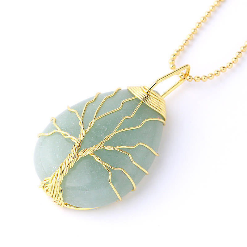 KarmaRipple's Authentic Quartz Gemstone Tree Of Life Balancing Energy Pendant Necklace p54