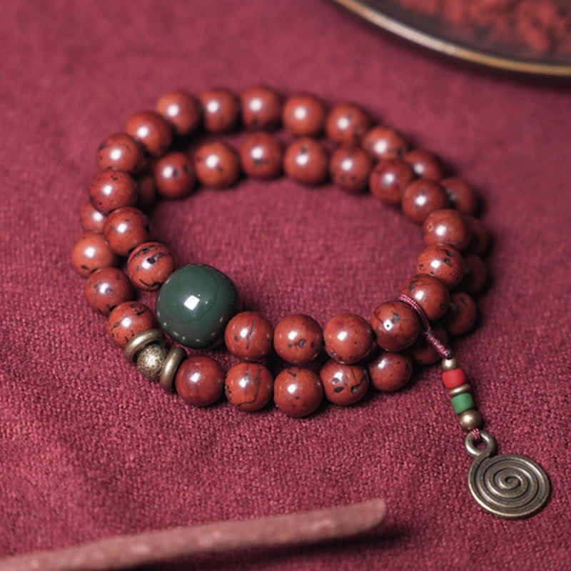 KarmaRipple's Bodhi Seed Cyan Jade Bronze Peace Fortune Bracelet p9