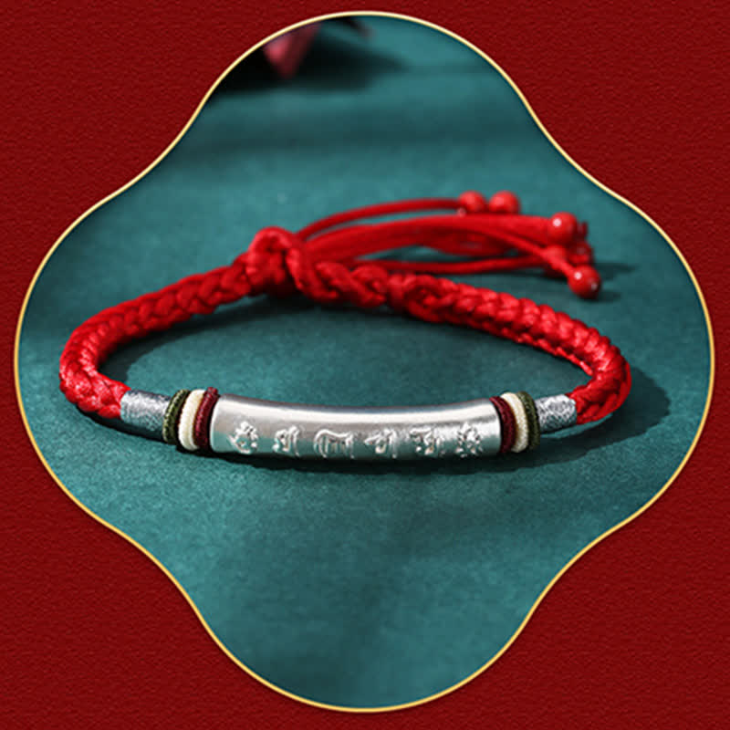 KarmaRipple's 999 Sterling Silver Om Mani Padme Hum Protection Strength String Bracelet p15