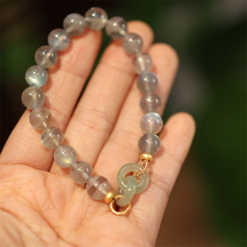 KarmaRipple's Authentic Moonstone Heitan Jade Peace Buckle Balancing Bracelet p4