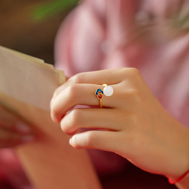 KarmaRipple's Ivory Jade Auspicious Cloud Blessing Fortune Ring p6