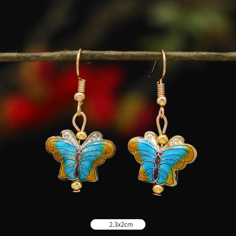 KarmaRipple's Lotus Butterfly Flower Alloy Bronze Enlightenment Drop Earrings p42