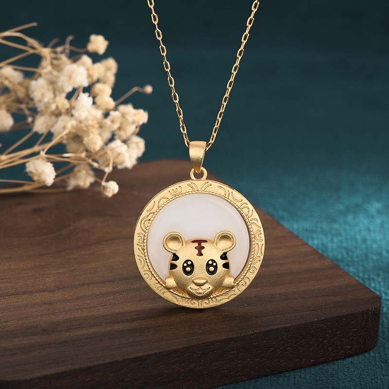 KarmaRipple's Ivory Jade Year of the Tiger Blessing Pendant p1