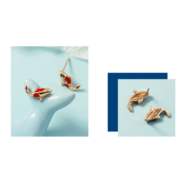 KarmaRipple's Bronze Koi Fish Wealth Pendant Necklace Red Rope Bracelet Earrings Set p18