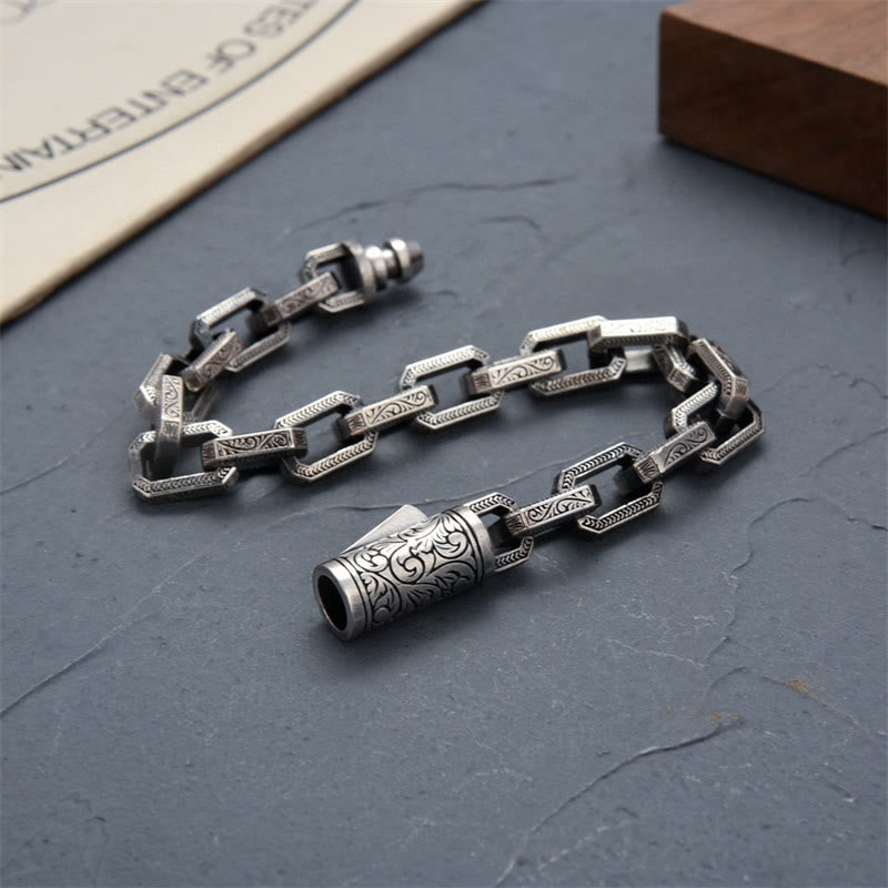 KarmaRipple's Vintage Tang Dynasty Flower Design Engraved Fortune Energy Bracelet p3