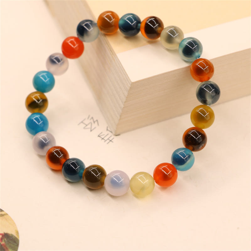 KarmaRipple's Colorful Candy Agate Balancing Strength Bead Bracelet p12