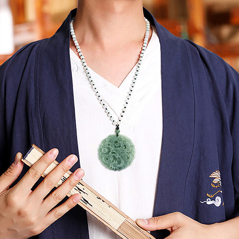 KarmaRipple's Chinese Zodiac Dragon Jade Fortune Pendant String Necklace p4