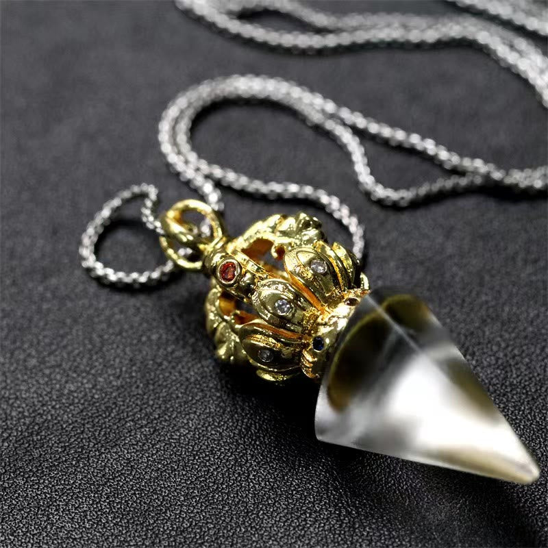 KarmaRipple's Tibetan Dorje Vajra 4 Prong Lotus Liuli Gemstone Strength Pendant Necklace p18