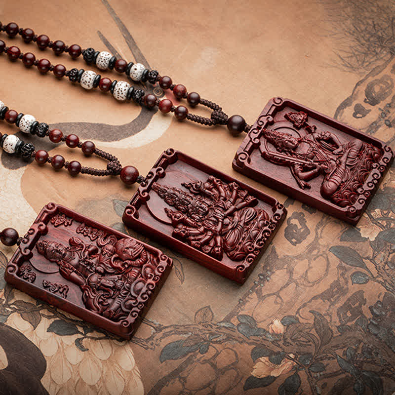 KarmaRipple's Chinese Zodiac Natal Buddha Small Leaf Red Sandalwood Protection Pendant Necklace p12