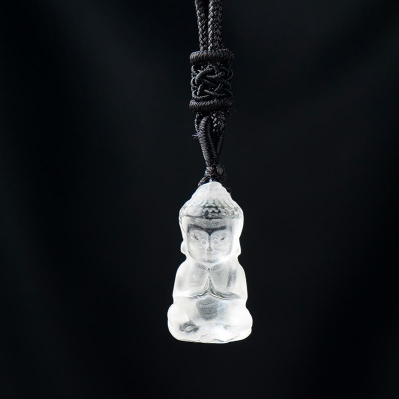KarmaRipple's Various Gemstone Amethyst Pink Gemstone Ivory Gemstone Citrine Buddha Carved Spiritual Balancing Pendant Necklace Decoration ( p6