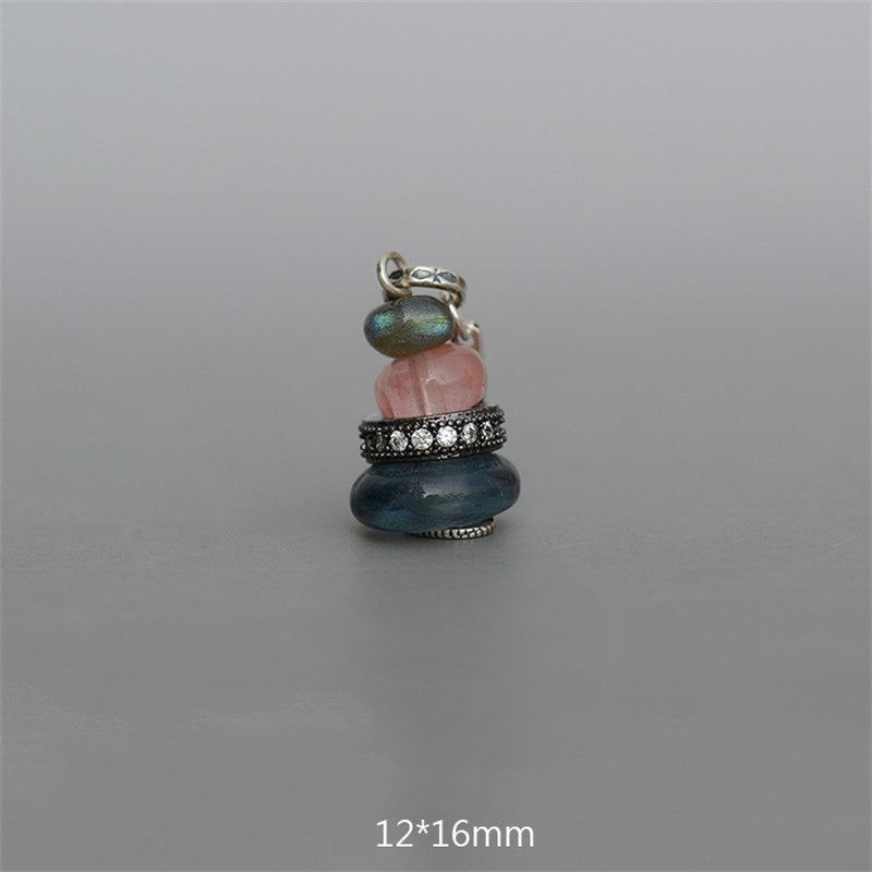KarmaRipple's Zen Cairn Labradorite Various Crystals Calm Necklace Pendant p6
