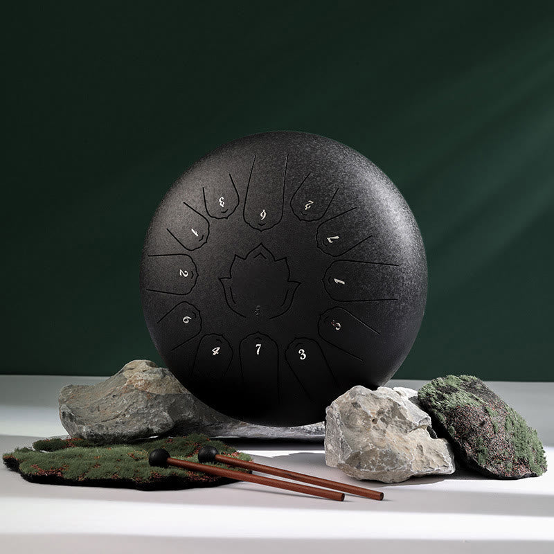 KarmaRipple's Steel Tongue Drum Sound Balancing Mindfulness Lotus Pattern Yoga Drum Kit 13 Note 12 Inch Percussion Instrument p3