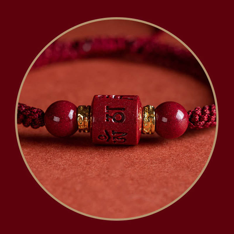 KarmaRipple's Tibet Cinnabar Om Mani Padme Hum Engraved Blessing Woven Bracelet p10